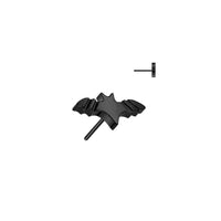 Black Titanium Threadless Flat Back Bat Earring