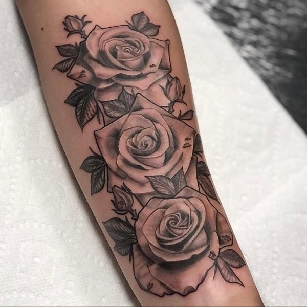 Black and Grey Rose tattoo Mr Inkwells Tattoo Shop LA and OCs Best Tattoo Shop