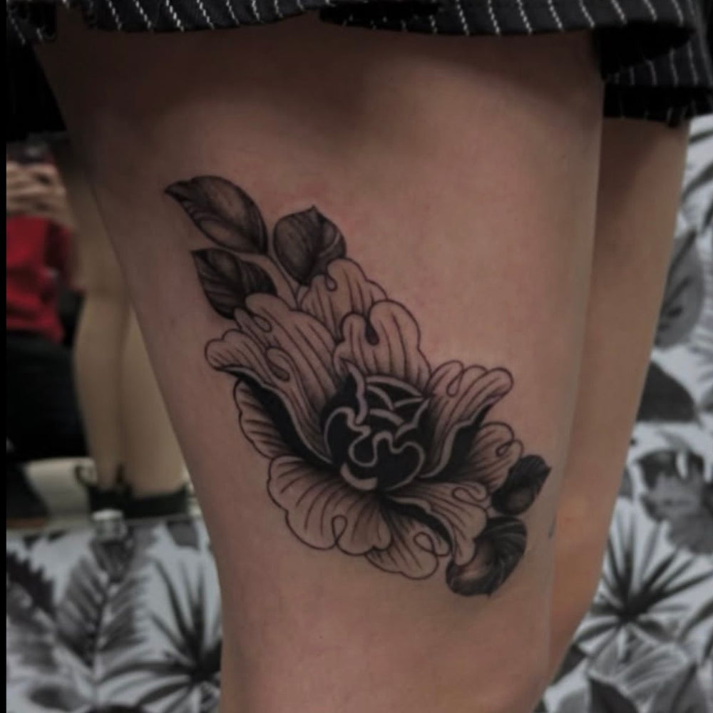 Blackwork Flower Tattoo