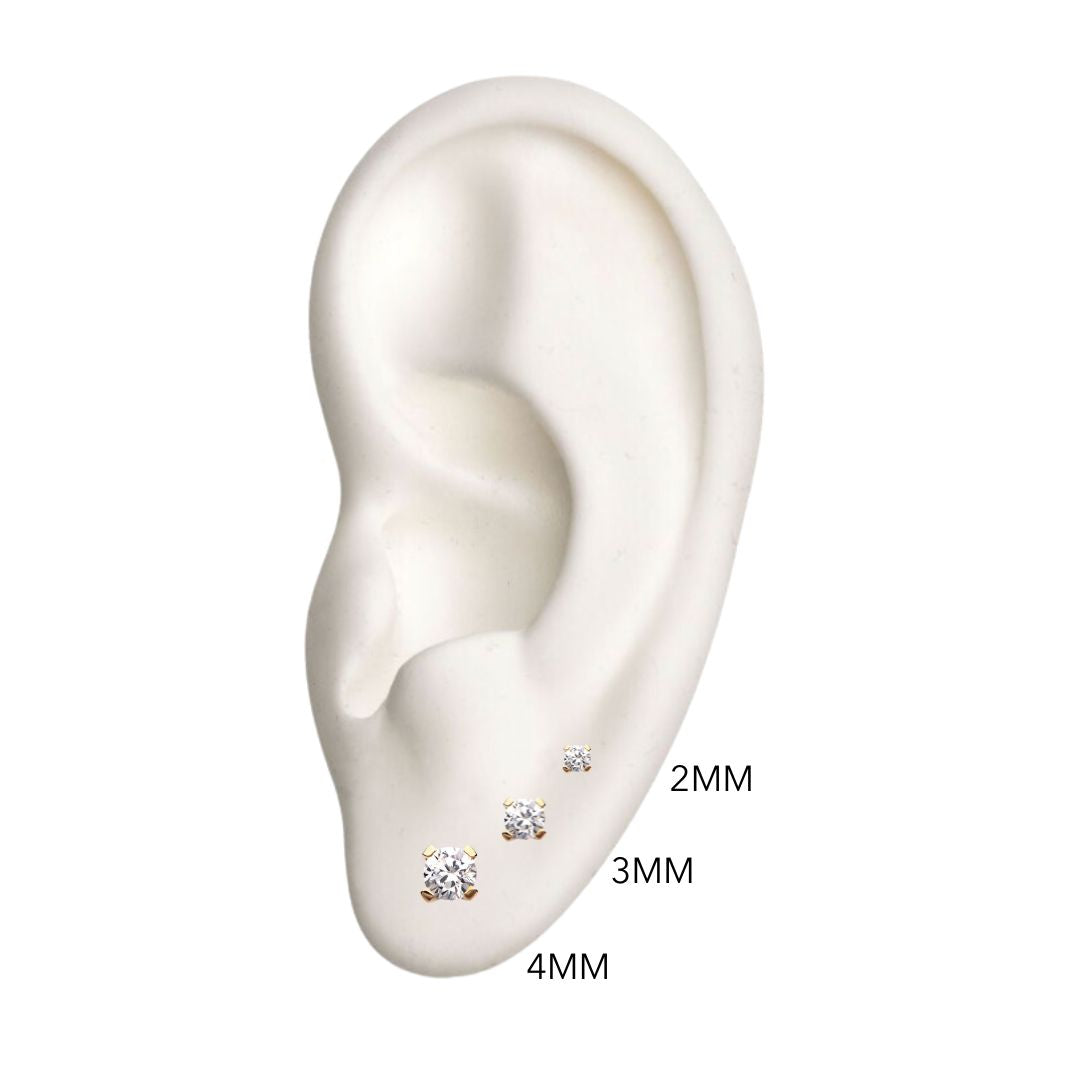Classic 14K Gold Threadless Heart Earring with Titanium Flat Back Earring