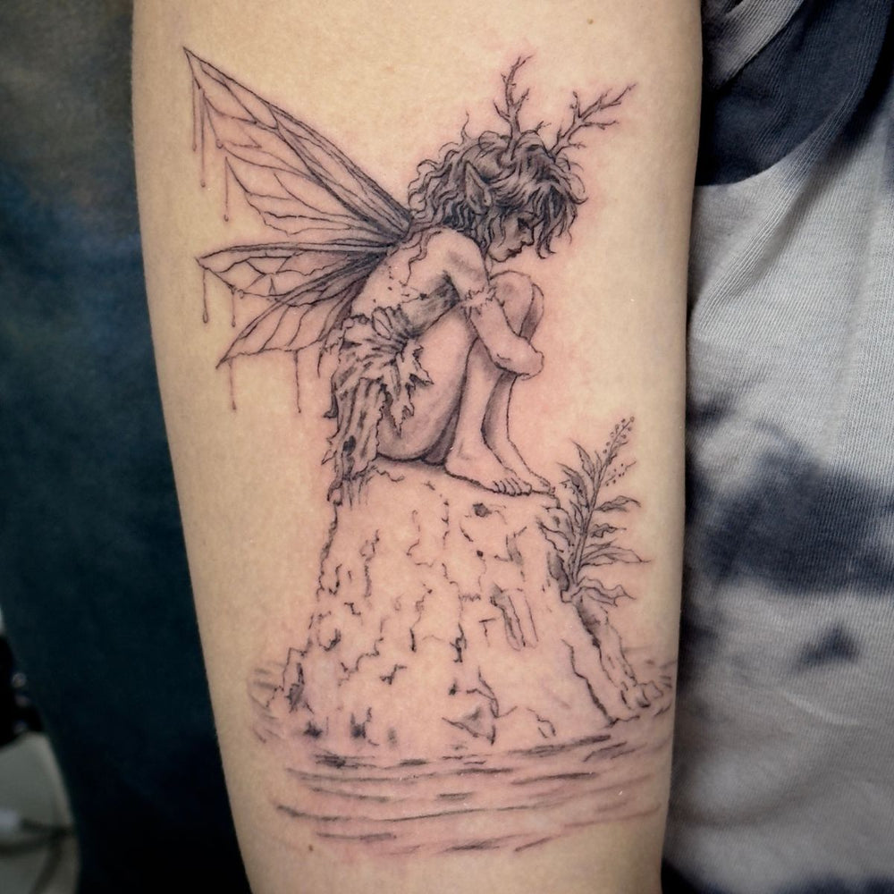 Fine Line Fairy Tattoo