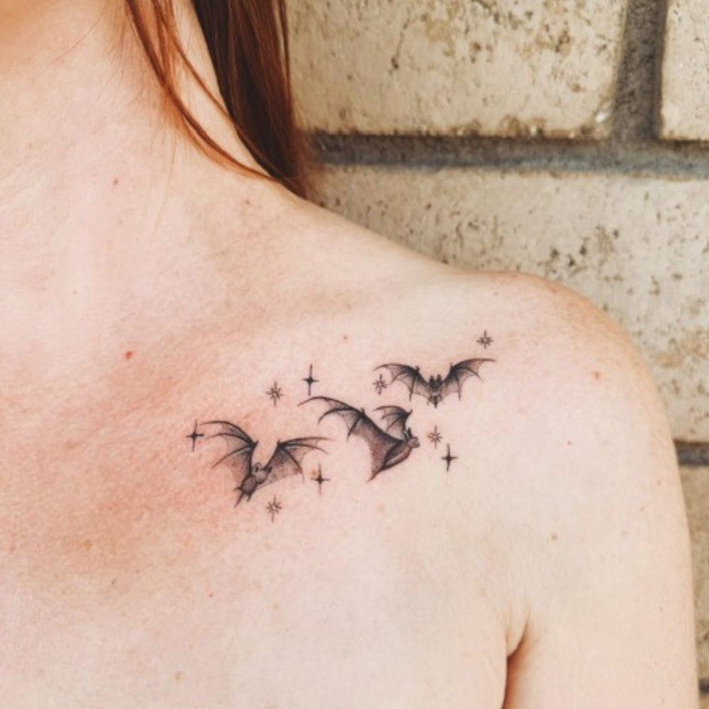 Fineline Bat Tattoo