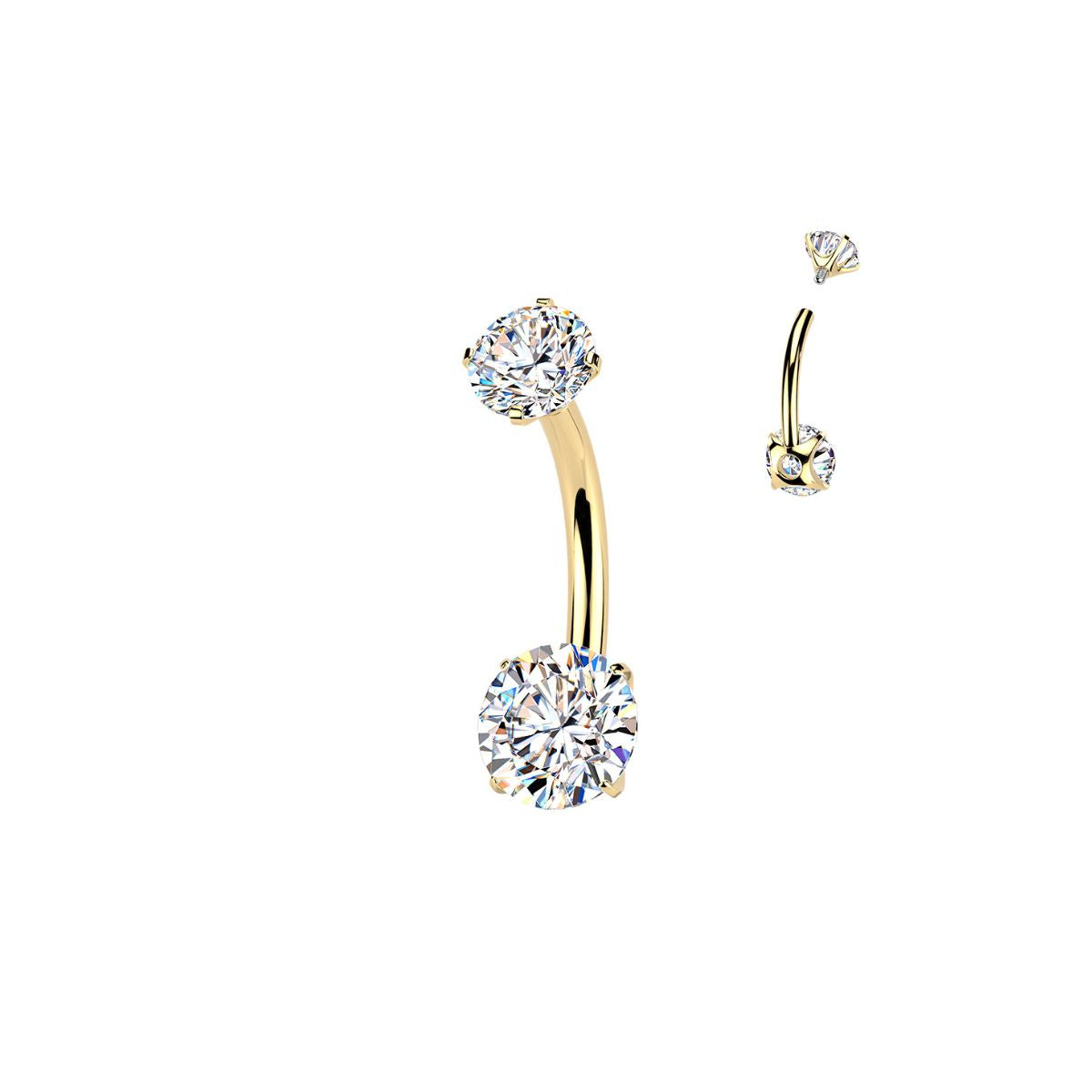 Titanium Internally Threaded Moissanite Bellybutton Barbell