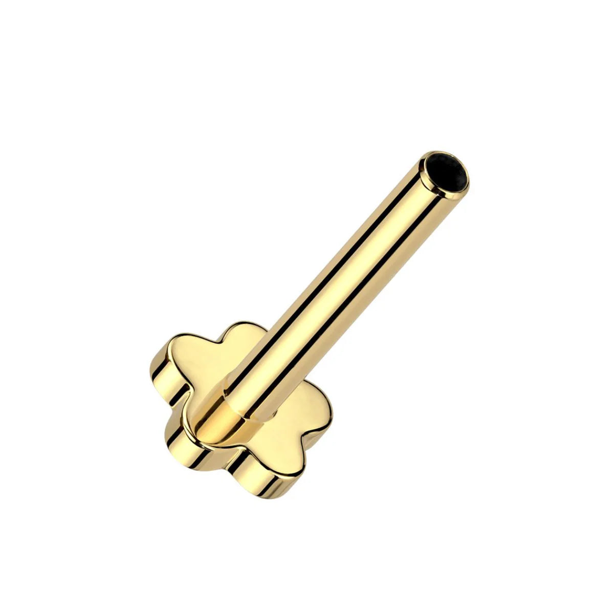 14K Gold Threadless CZ Rainbow Flower with Titanium Backing