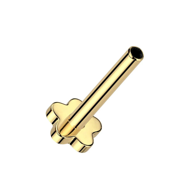 14K Gold Threadless Push In Beaded CZ Marquis with Titanium Backing