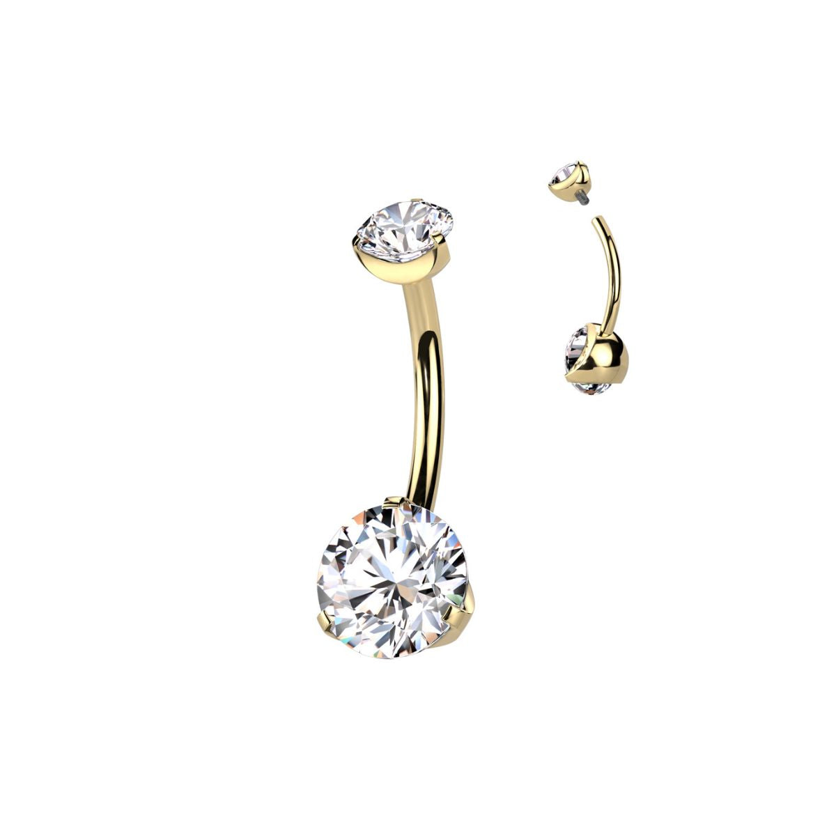 Titanium Internally Threaded Crystal Bellybutton Barbell