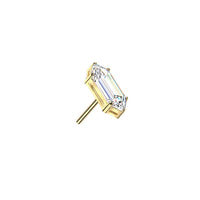 Titanium Threadless Push In Emerald Cut CZ Earring