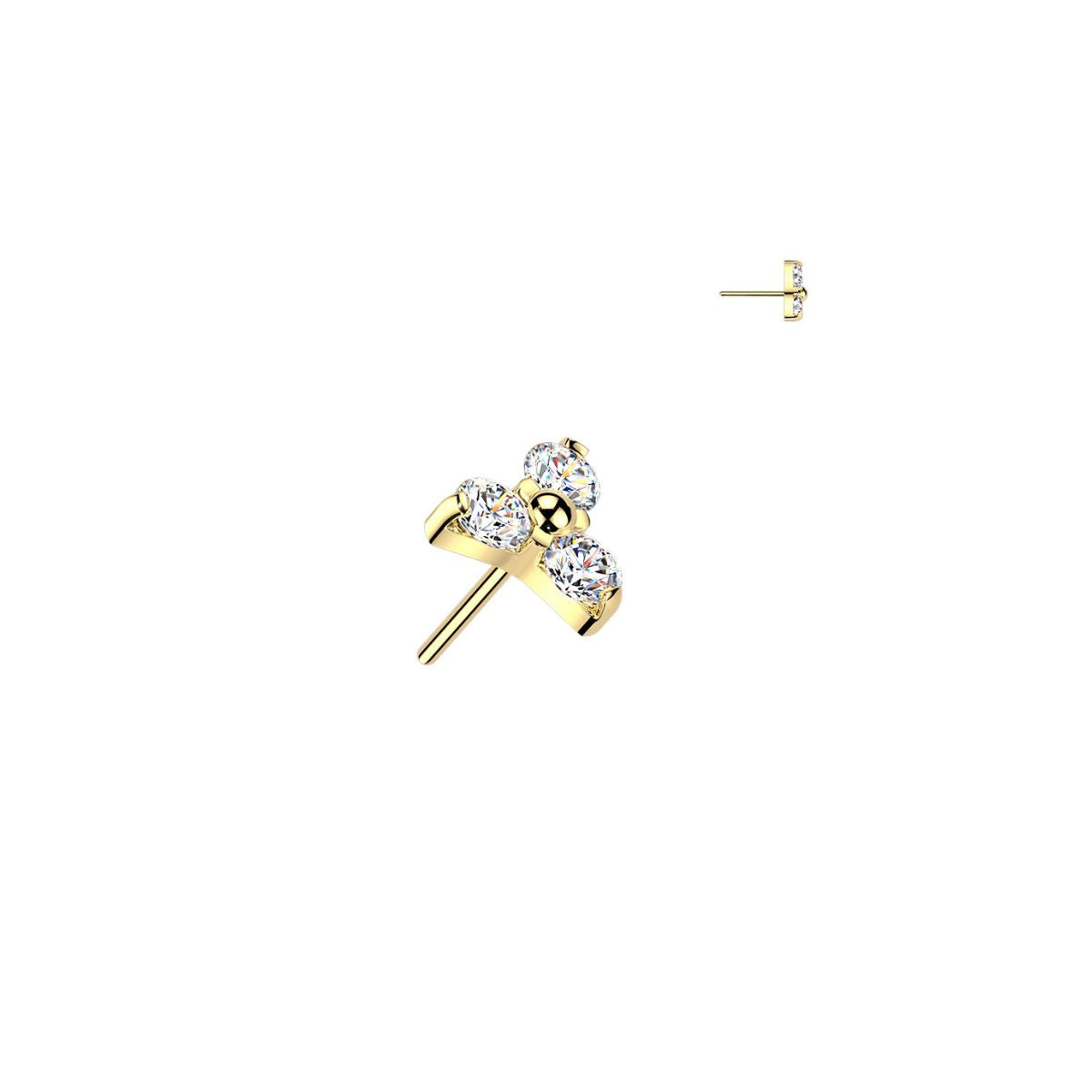 Titanium Threadless Push In Trinity Moissanite Earring
