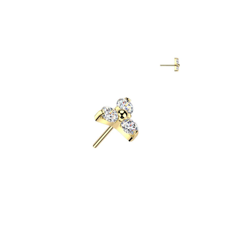 Titanium Threadless Push In Trinity Moissanite Earring