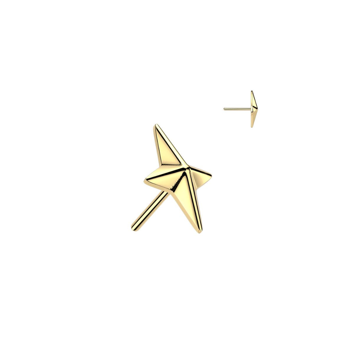 Titanium Threadless Push in Flat Back North Star Earring