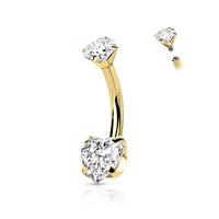 Titanium CZ Heart Navel Barbell