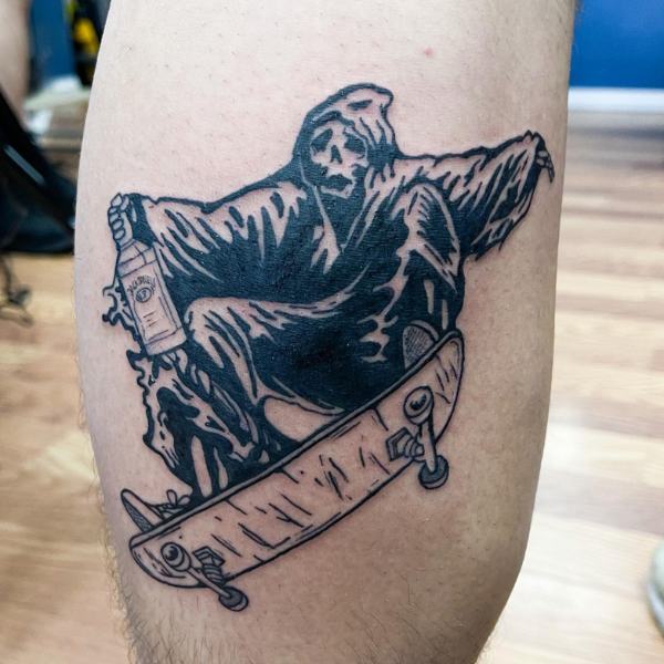 Grim Reaper Skating Tattoo