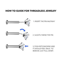 Titanium Threadless Push In CZ Marquis with Bezels Fan Flat Back Earring