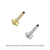 14K Gold Threadless CZ Trinity Earring with Titanium Flat Back Earring