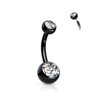 Multi Color Titanium Internally Threaded Double Jewel Belly Button Ring