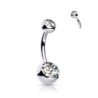 Titanium PVD Plated Double Jewel Belly Button Ring