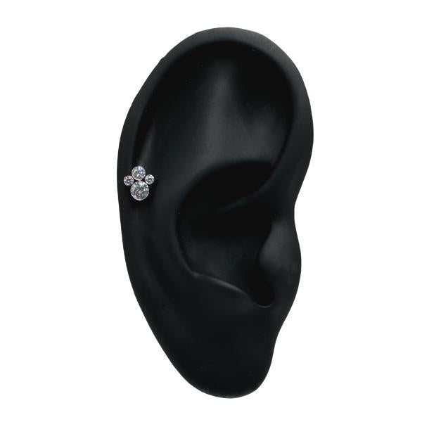 Titanium Threadless CZ Bezel Cluster Top with Titanium Backing