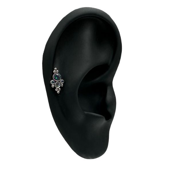 Titanium Internally Threaded CZ Bezel and Beaded Ball Cluster with Titanium Backing