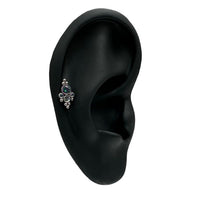 Titanium Internally Threaded CZ Bezel and Beaded Ball Cluster with Titanium Backing