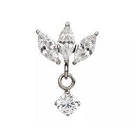 Titanium Internally Threaded CZ Marquis Dangle with Titanium Backing