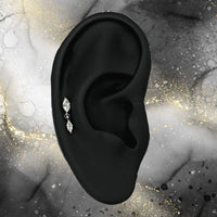 Titanium Internally Threaded CZ Oval Dangle with Titanium Backing