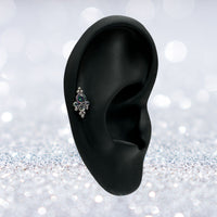 Titanium Internally Threaded Flat Back CZ Bezel and Beaded Ball Cluster Earring
