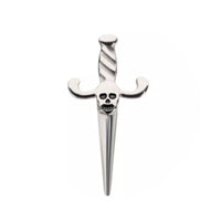 Titanium Threadless Push In Flat Back Dagger with Skull Earring