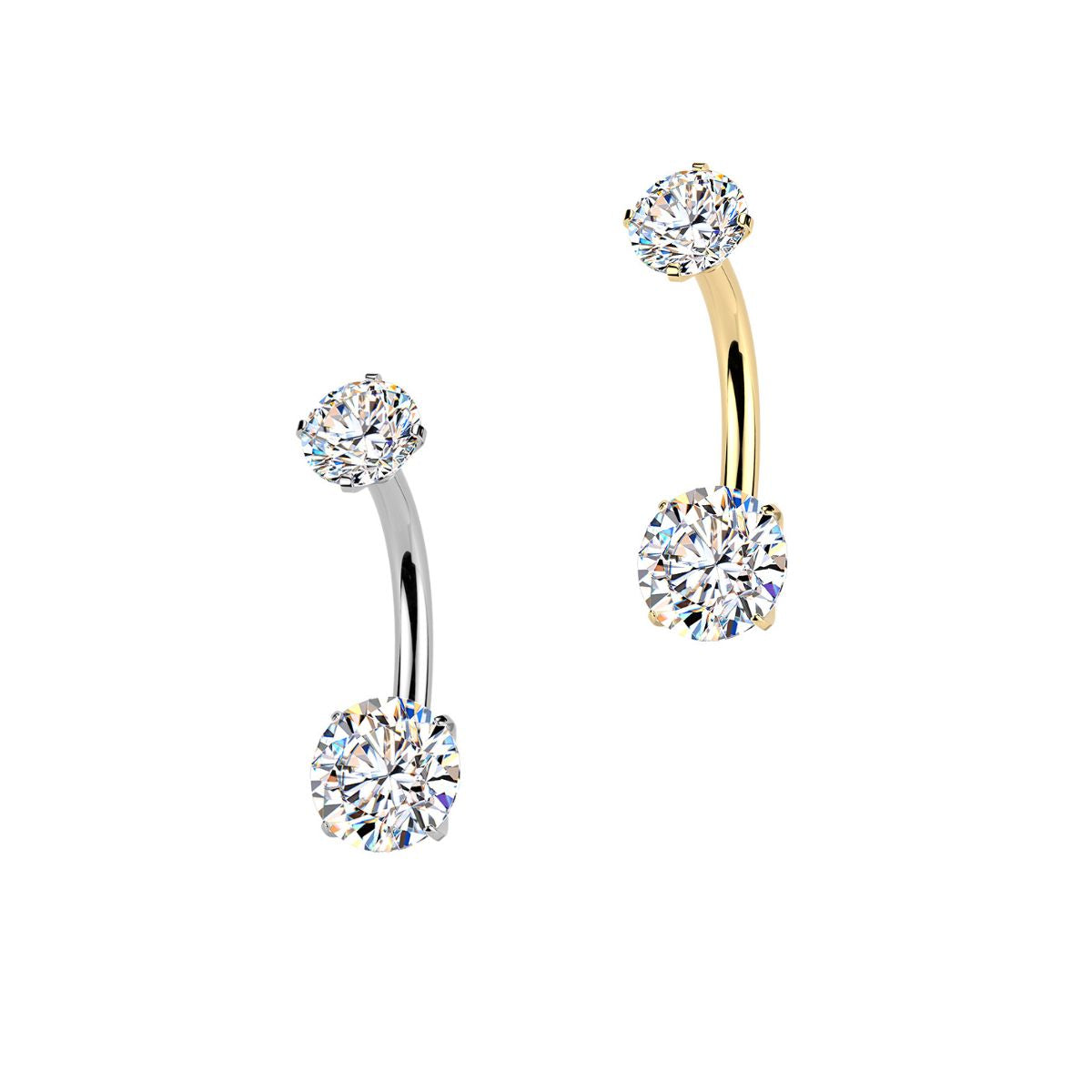 Titanium Internally Threaded Moissanite Bellybutton Barbell