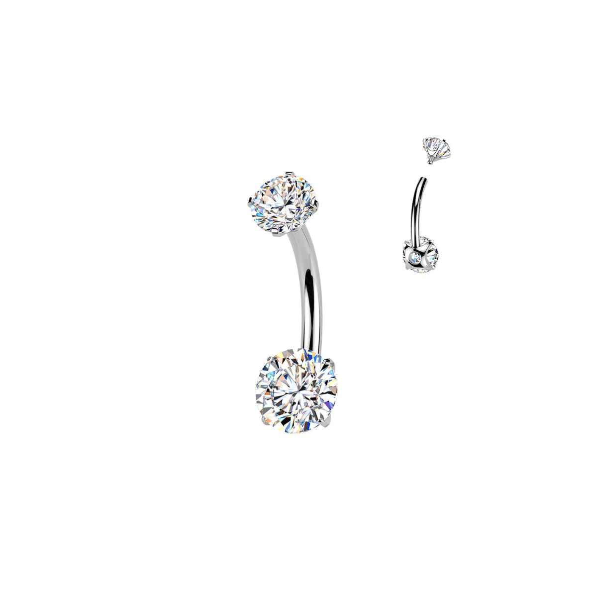 Titanium Internally Threaded Moissanite Bellybutton Barbell