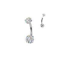 Titanium Internally Threaded Moissanite Bellybutton Barbell