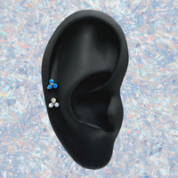 Titanium Internally Threaded Opal Trinity Earring Top with Titanium Flat Backing