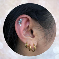 Titanium Threadless Push In CZ Marquis with Bezels Fan Flat Back Earring