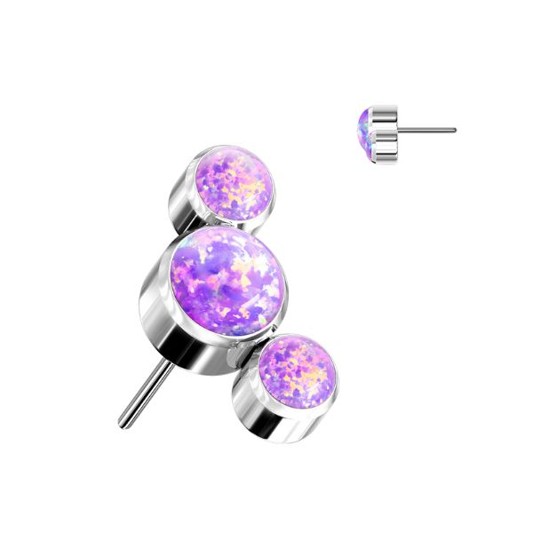 Titanium Threadless Opal Cluster Earring Top with Titanium Flat Backing