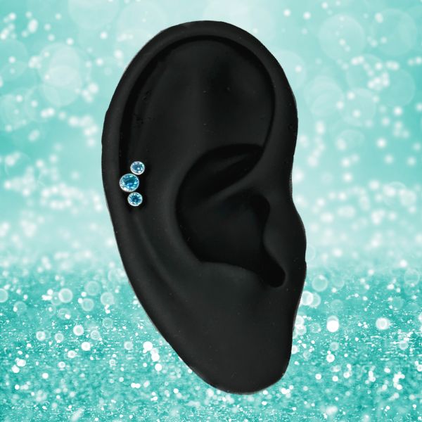 Titanium Threadless CZ and Opal Cluster Top with Titanium Backing