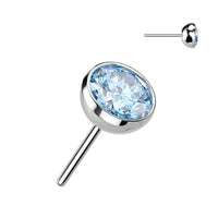 Titanium Threadless CZ Bezel Flat Back Earring