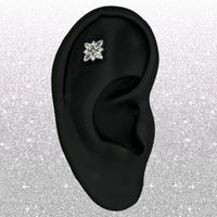 Titanium Threadless CZ Flower Marquis Top with Titanium Backing