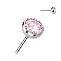 Titanium Threadless CZ Bezel Flat Back Earring