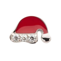 Titanium Threadless CZ Santa Hat Xmas Earring Top with Titanium Flat Backing