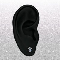 Titanium Threadless CZ Teardrop Cluster Earring Top with Titanium Flat Backing