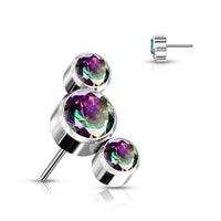 Titanium Threadless CZ Cluster Earring Top with Titanium Flat Backing