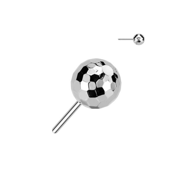 Titanium Threadless Disco Ball Earring Top with Titanium Flat Backing