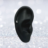Titanium Threadless CZ Oval Marquis Flat Back Earring