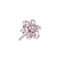 Titanium Threadless Push in Flat Back CZ Flower Earring