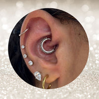 Titanium Front Facing Beaded and CZ Hinge Ring