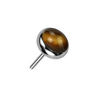 Titanium Threadless Push in 4mm Tiger's Eye Stone Flat Back Earring