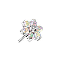 Titanium Threadless Push in Flat Back CZ Flower Earring