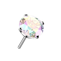 Titanium Threadless CZ Prong Flat Back Earring