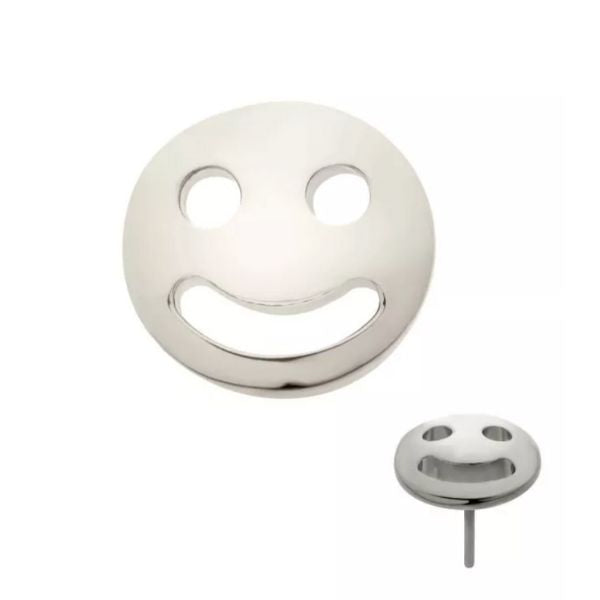 Titanium Threadless Smiley Face Top with Titanium Backing