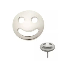 Titanium Threadless Smiley Face Earring Top with Titanium Flat Backing