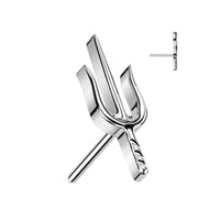 Titanium Threadless Push in Trident Flat Back Earring